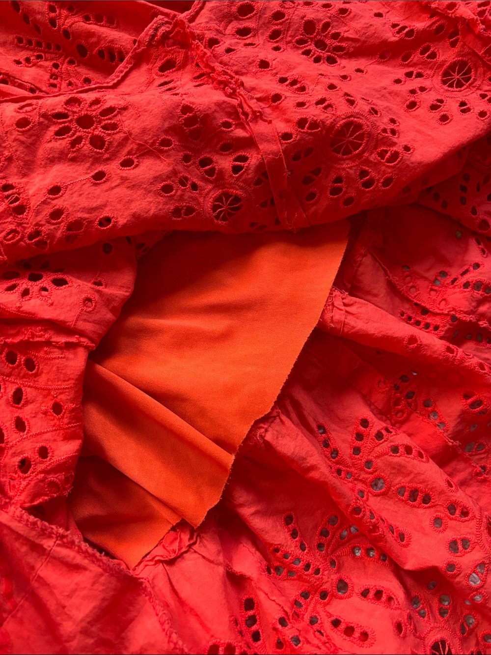 ❤️ Poupette Red Eyelet Cotton Maxi Skirt with Drawstring Waist - Picture 6 of 6